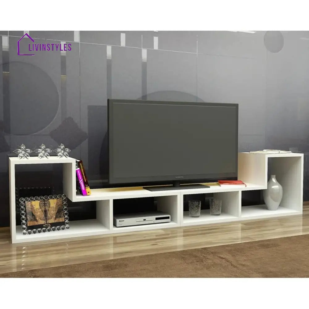 Oakley White Finish Tv Unit Stand for Living Room