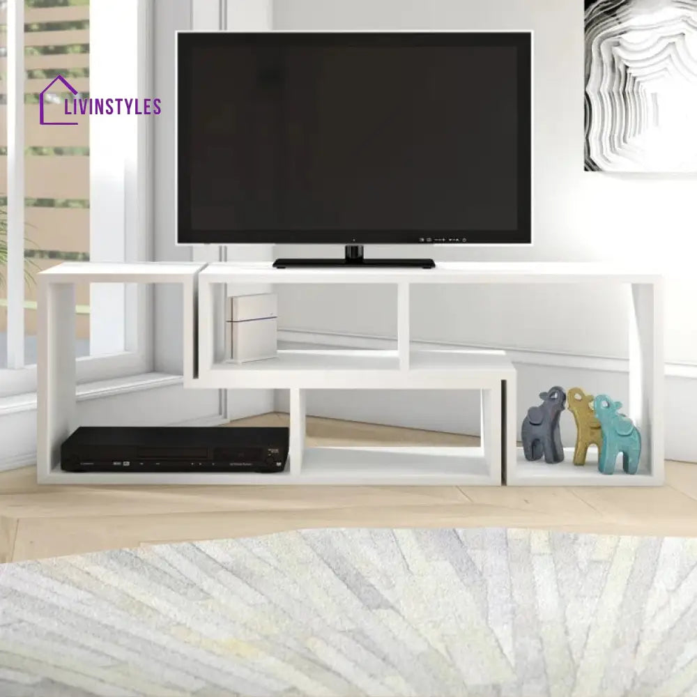 Oakley White Finish Tv Unit Stand for Living Room