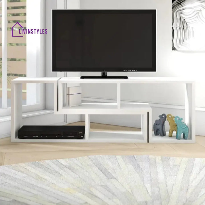 Oakley White Finish Tv Unit Stand for Living Room