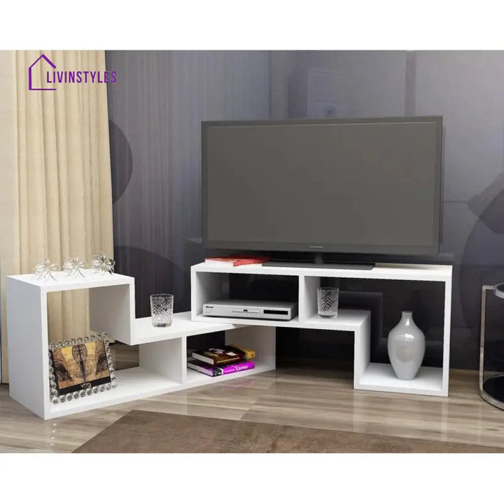 Oakley White Finish Tv Unit Stand for Living Room