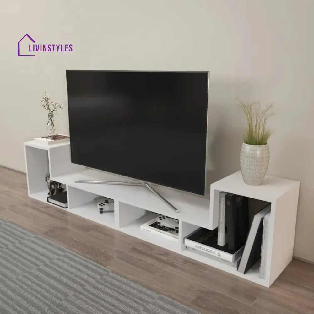 Oakley White Finish Tv Unit Stand for Living Room