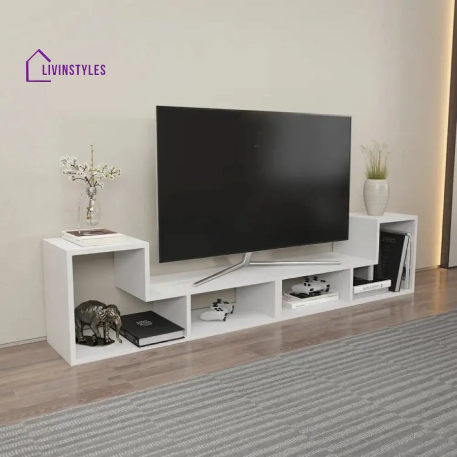 Oakley White Finish Tv Unit Stand for Living Room