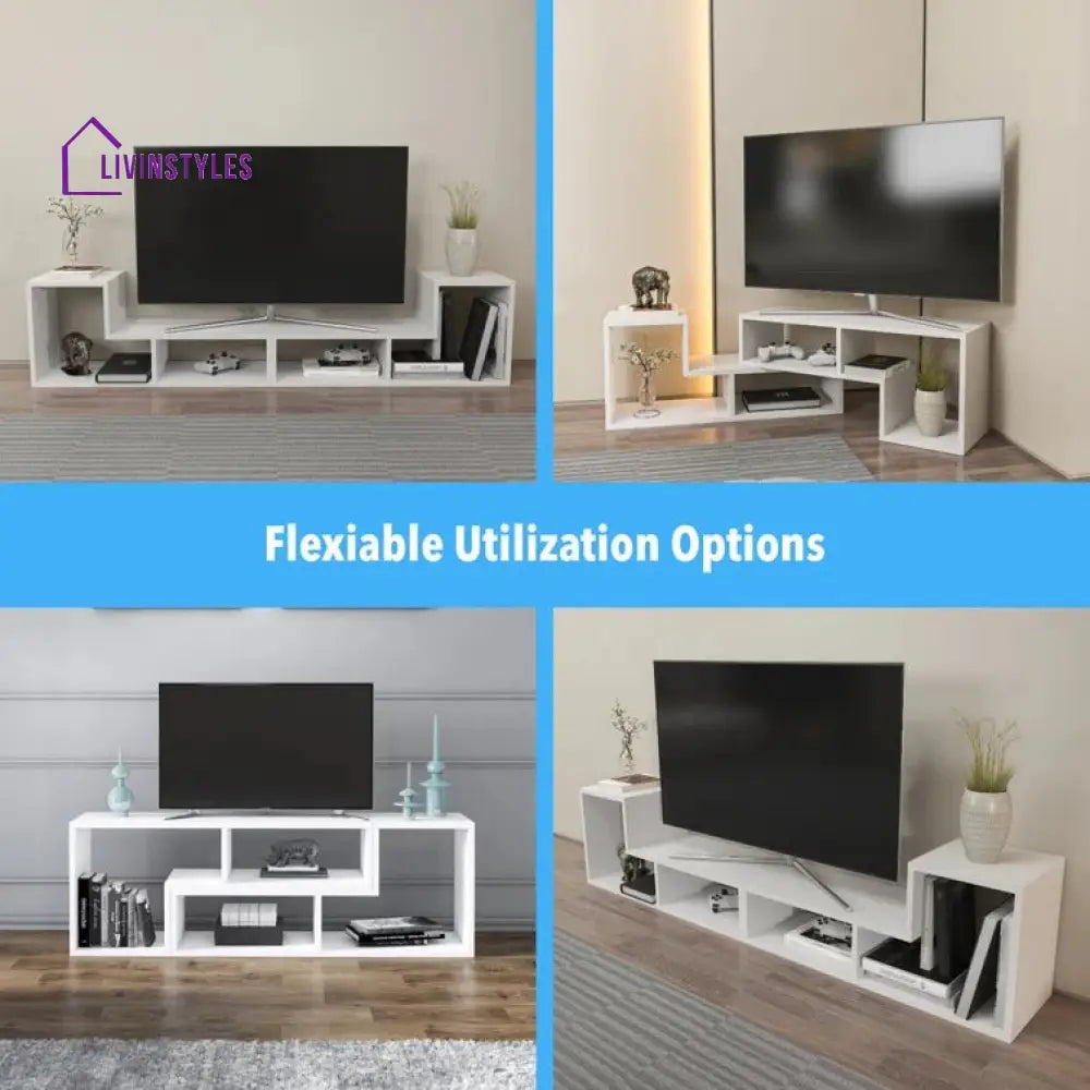 Oakley White Finish Tv Unit Stand for Living Room