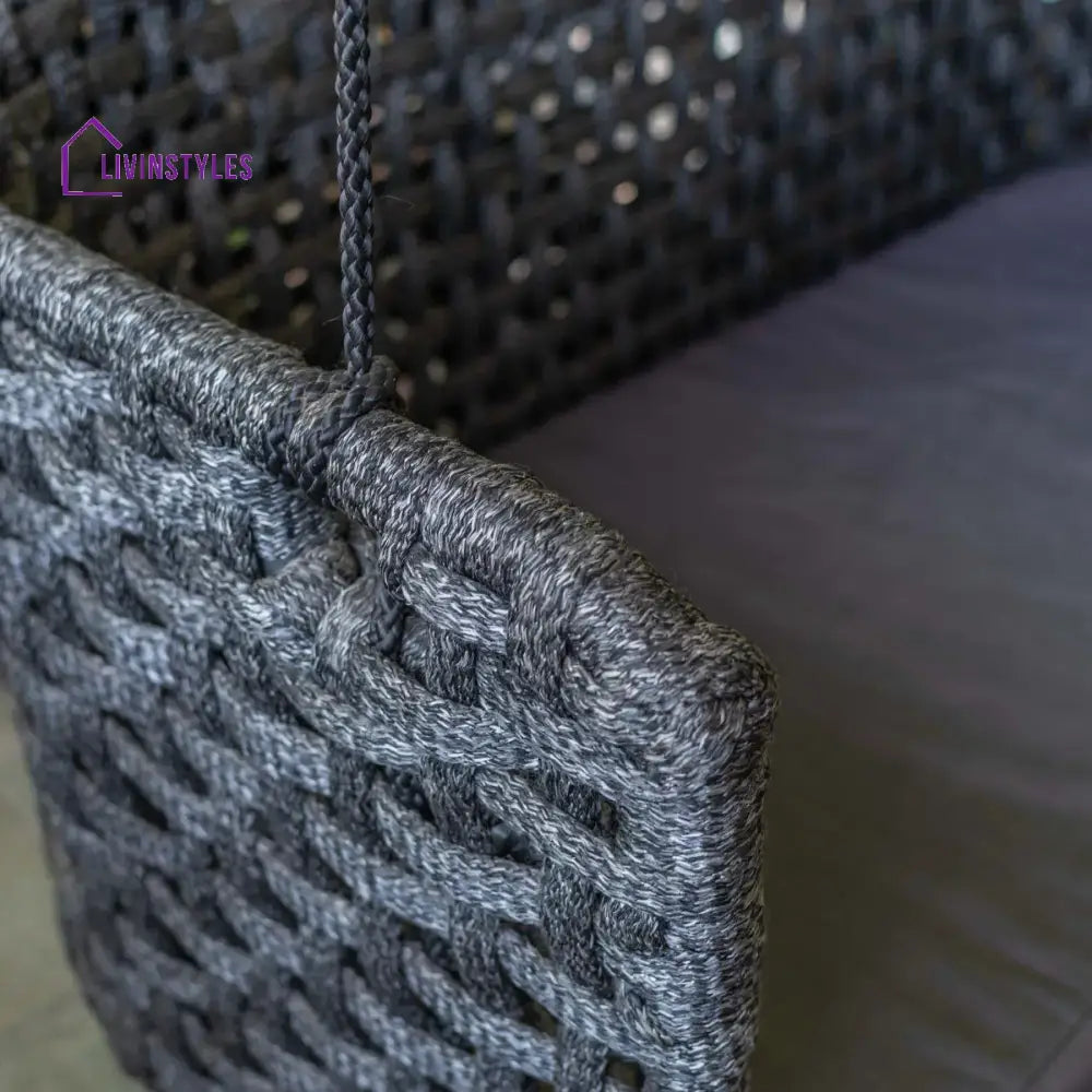 Obando Double Seater Hanging Swing Without Stand For Balcony Garden Swing (Black) Braided & Rope - Swings