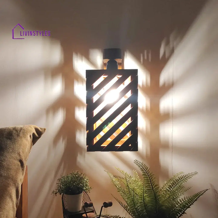 Oblique Brown Wooden Wall Light Lights