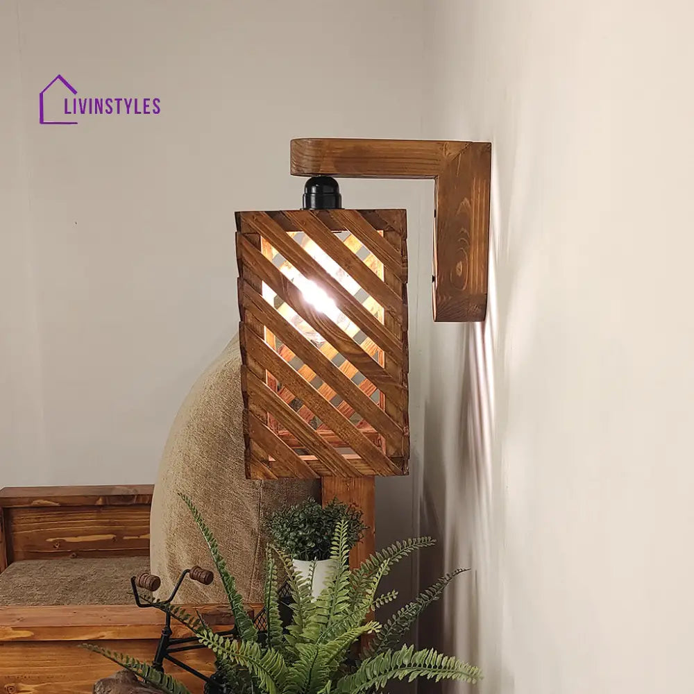 Oblique Brown Wooden Wall Light Lights