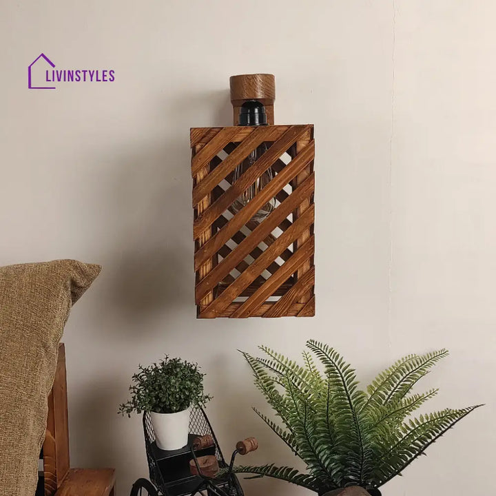 Oblique Brown Wooden Wall Light Lights
