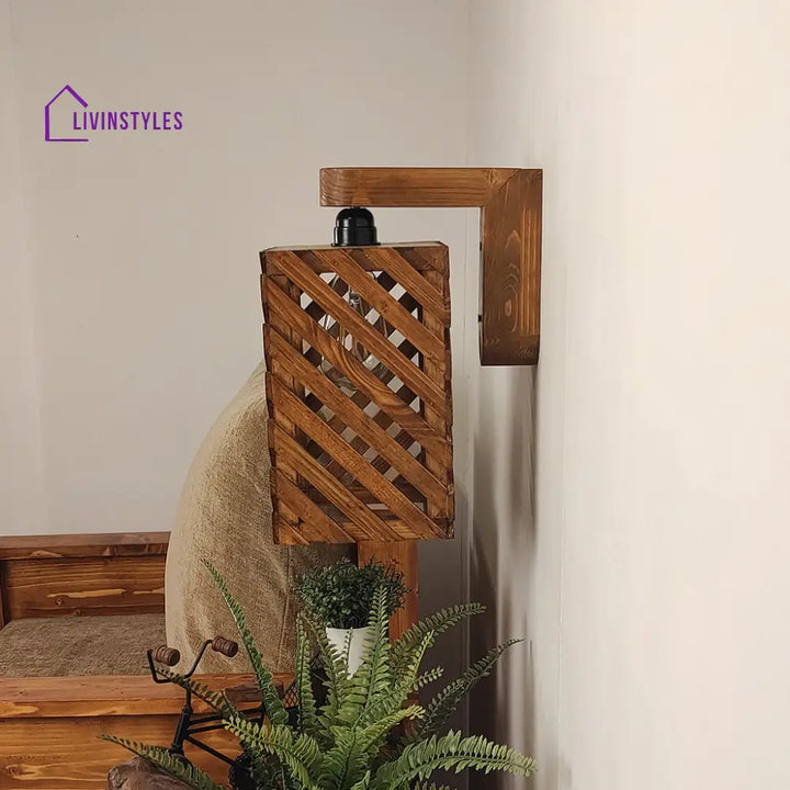 Oblique Brown Wooden Wall Light Lights