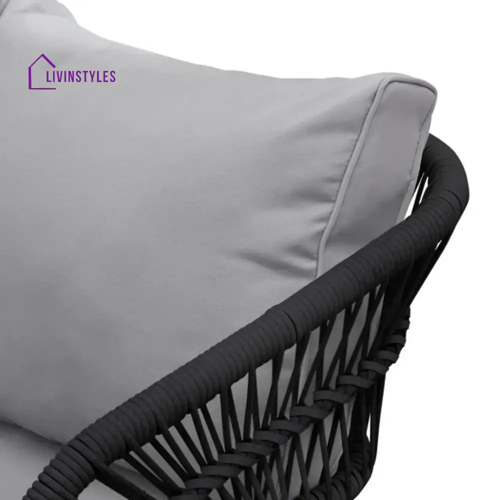 Oceana Outdoor Rope Conversation Patio Sofa Set (Black /Light Grey) - Sofa Set