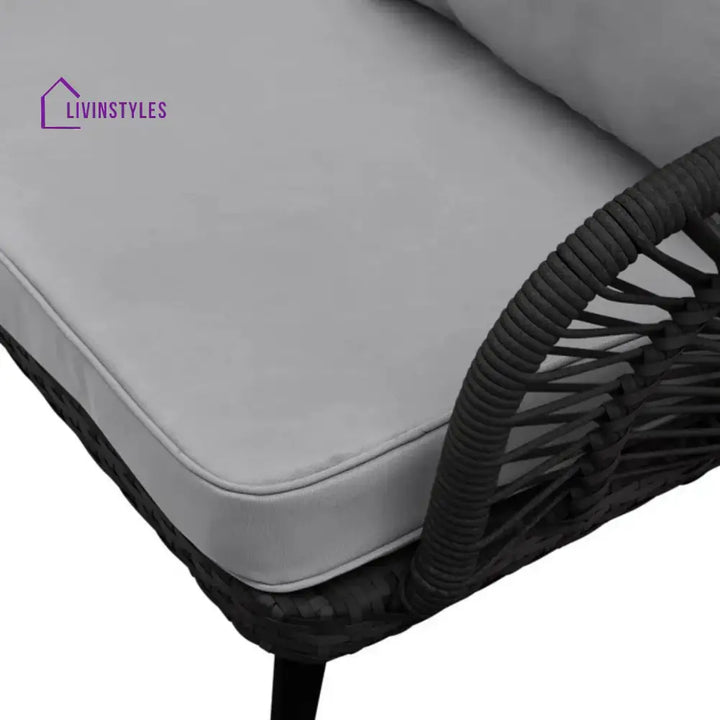 Oceana Outdoor Rope Conversation Patio Sofa Set (Black /Light Grey) - Sofa Set