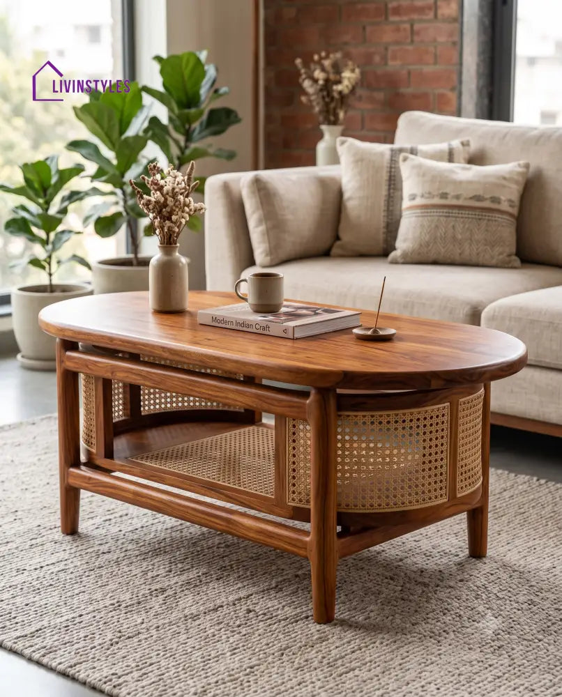 Océane Wooden Coffee Table for Living Room | Tea Table | Teapoy | Center table