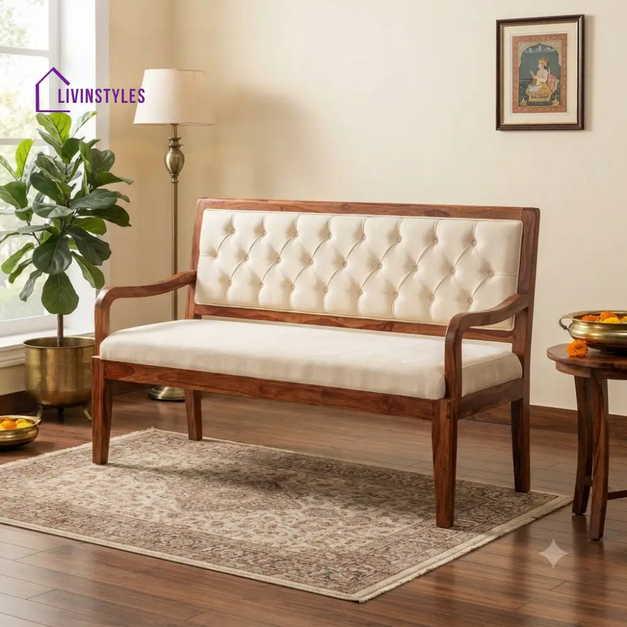 Octavia Wooden Bench for Living Room | Bedroom | Extra Seating