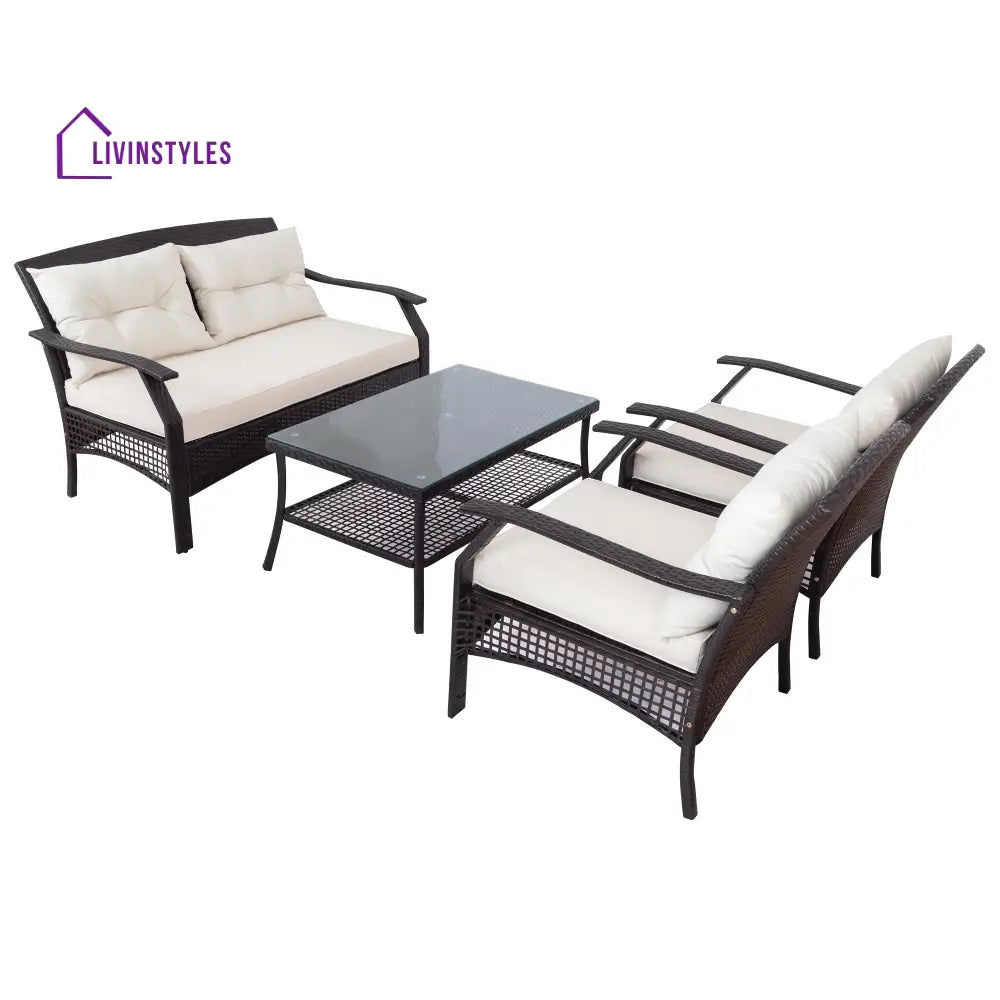 Odette Outdoor Sofa Set 2 Seater 2 Single seater and 1 Center Table (Dark Brown) - Sofa Sets
