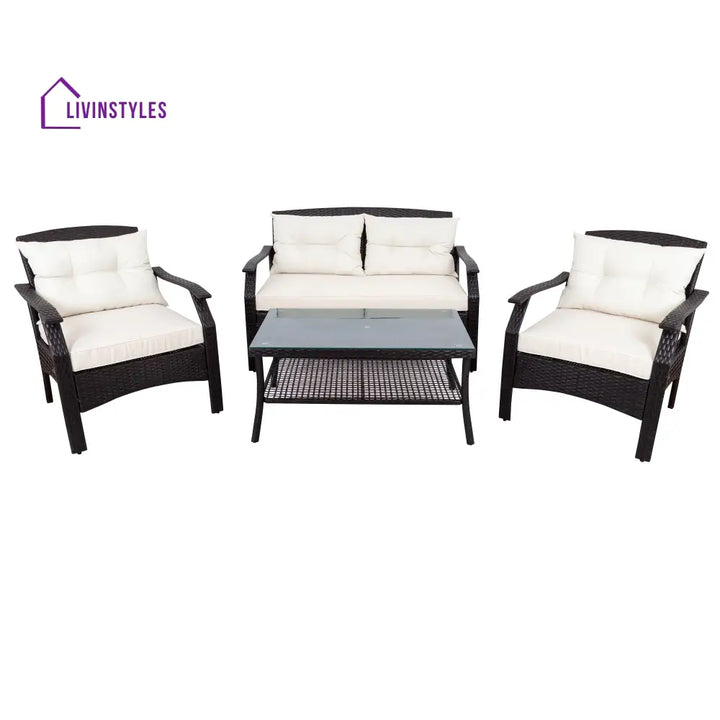 Odette Outdoor Sofa Set 2 Seater 2 Single seater and 1 Center Table (Dark Brown) - Sofa Sets
