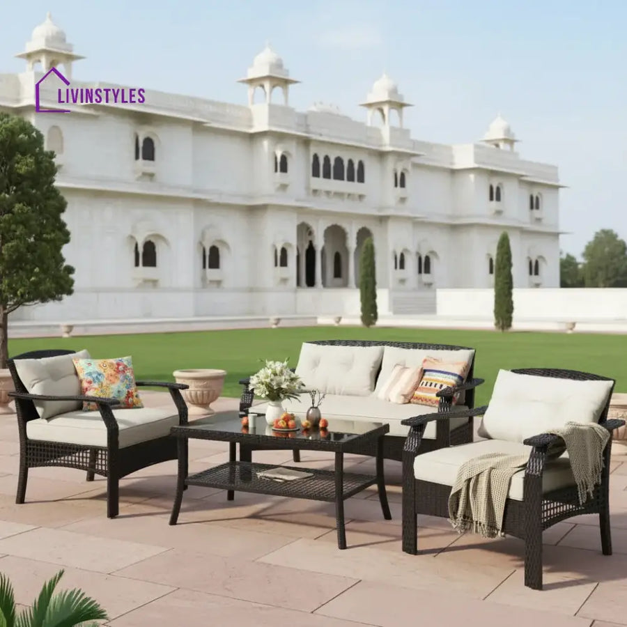 Odette Outdoor Sofa Set 2 Seater 2 Single seater and 1 Center Table (Dark Brown) - Sofa Sets