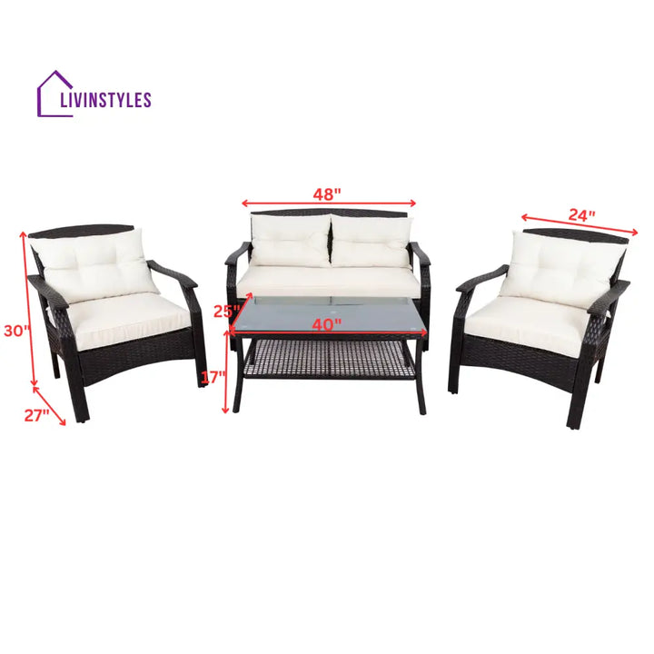 Odette Outdoor Sofa Set 2 Seater 2 Single seater and 1 Center Table (Dark Brown) - Sofa Sets