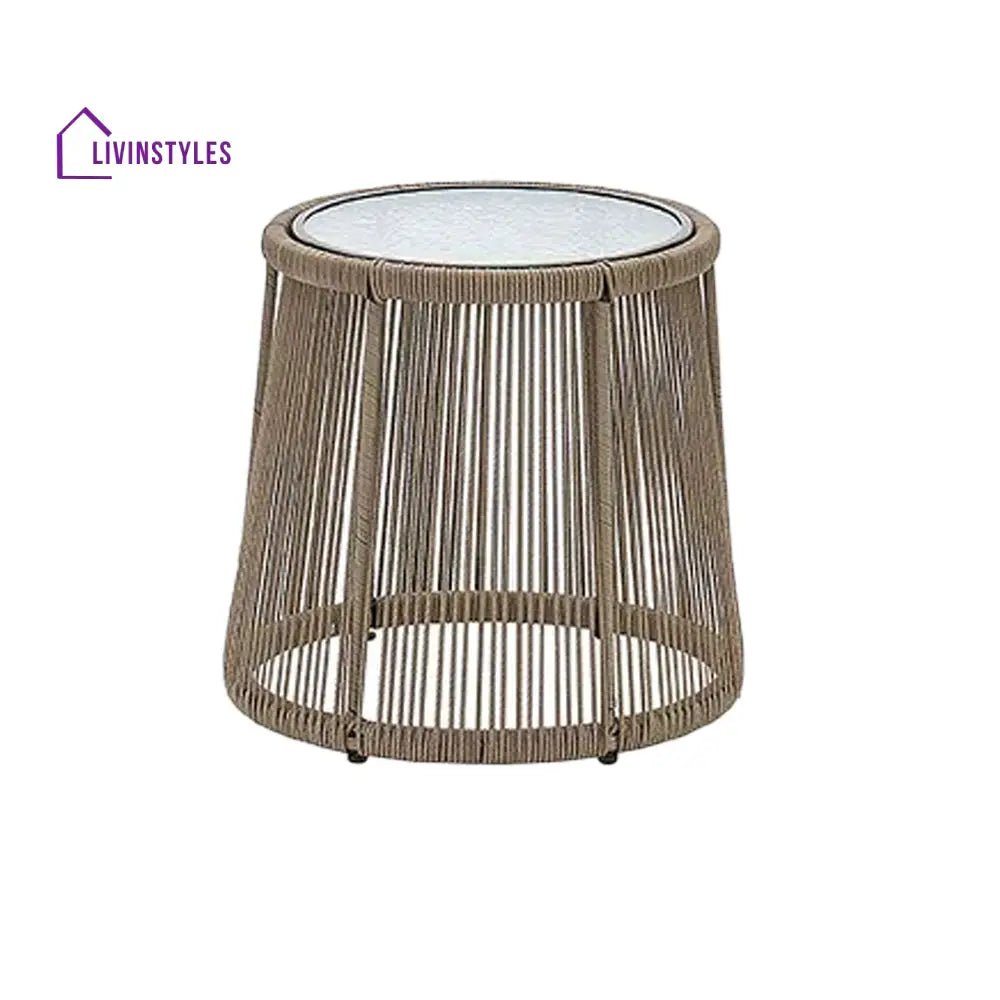 Odila Outdoor Patio Seating Set 2 Chairs and 1 Table Set (GREY + BROWN) Braided & Rope - Coffee Table Sets