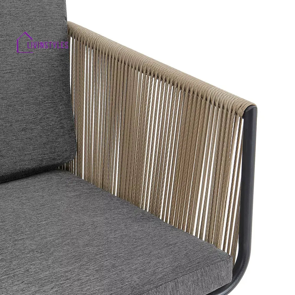 Odila Outdoor Patio Seating Set 2 Chairs and 1 Table Set (GREY + BROWN) Braided & Rope - Coffee Table Sets