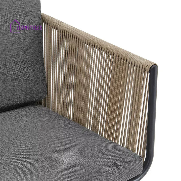 Odila Outdoor Patio Seating Set 2 Chairs and 1 Table Set (GREY + BROWN) Braided & Rope - Coffee Table Sets