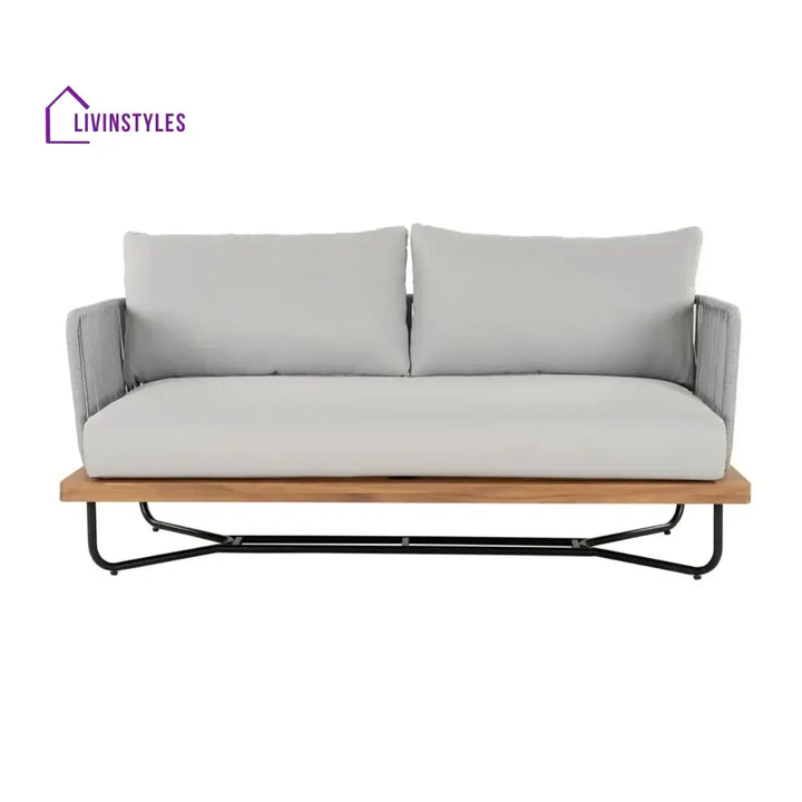 Oindrila Outdoor 6-Piece Rope Woven Conversation Sofa Set with Wooden Top Table - Sofa Set