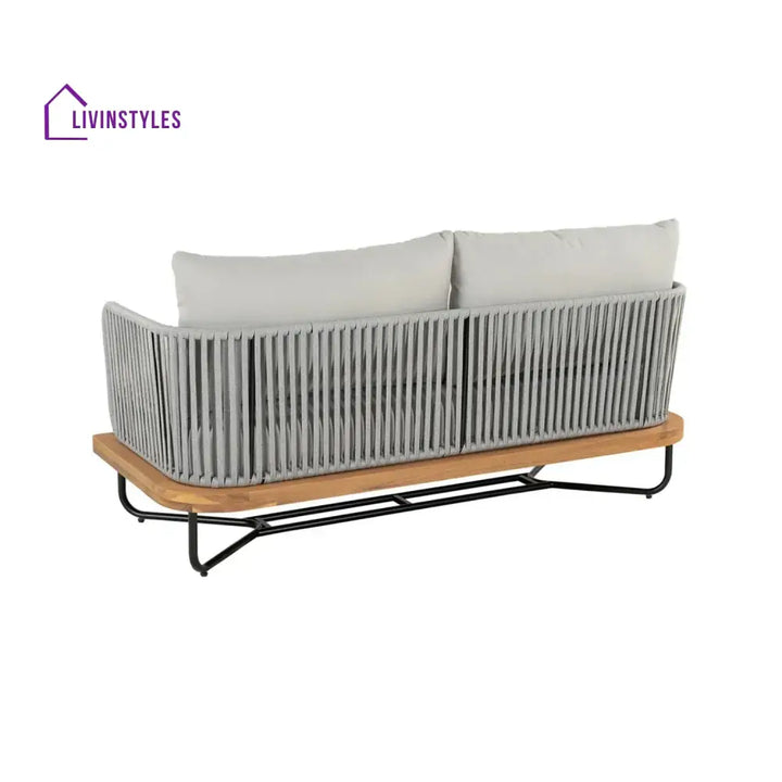 Oindrila Outdoor 6-Piece Rope Woven Conversation Sofa Set with Wooden Top Table - Sofa Set