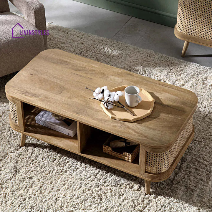 Izzy Curved Rattan Coffee Table Natural Coffee Table