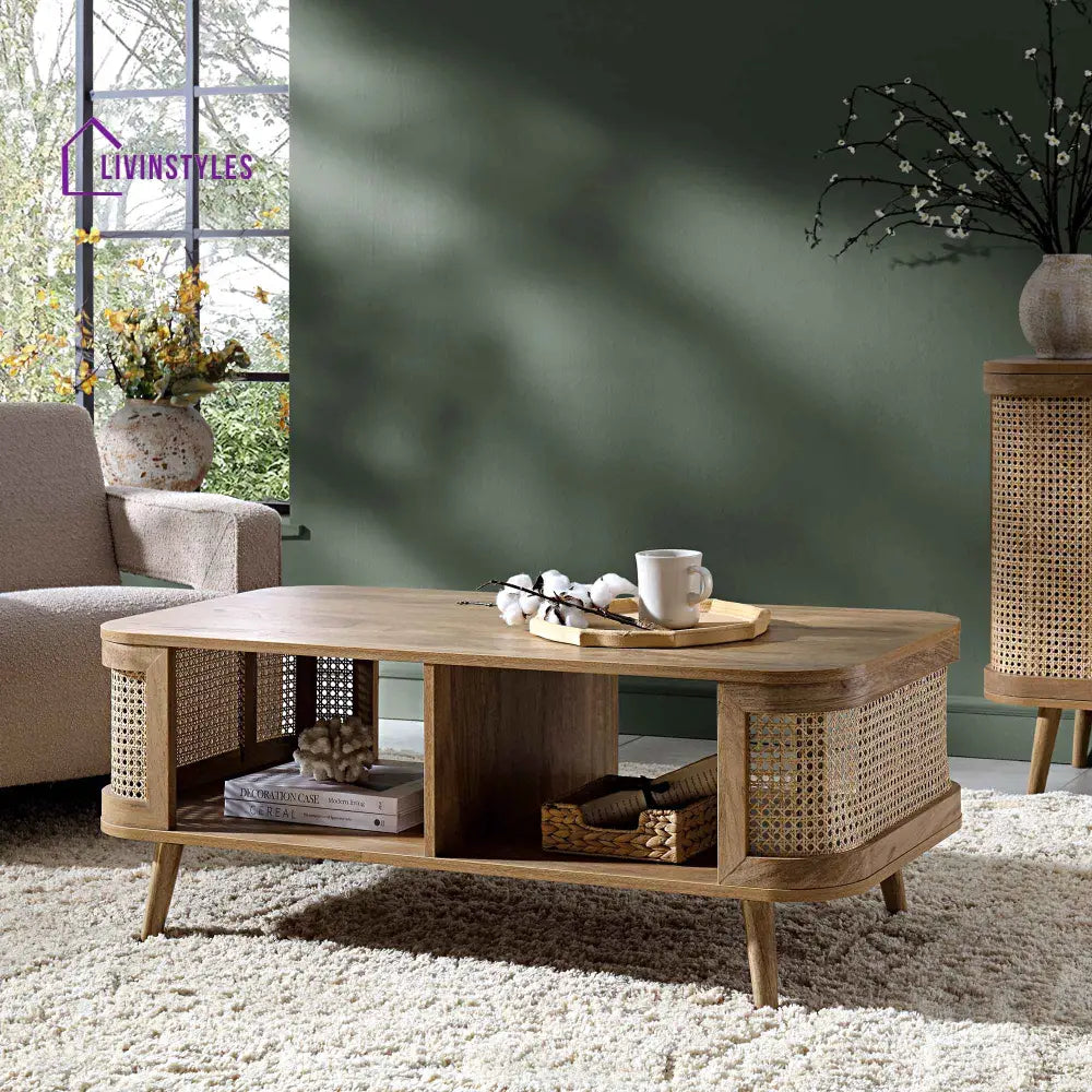 Izzy Curved Rattan Coffee Table Natural Coffee Table