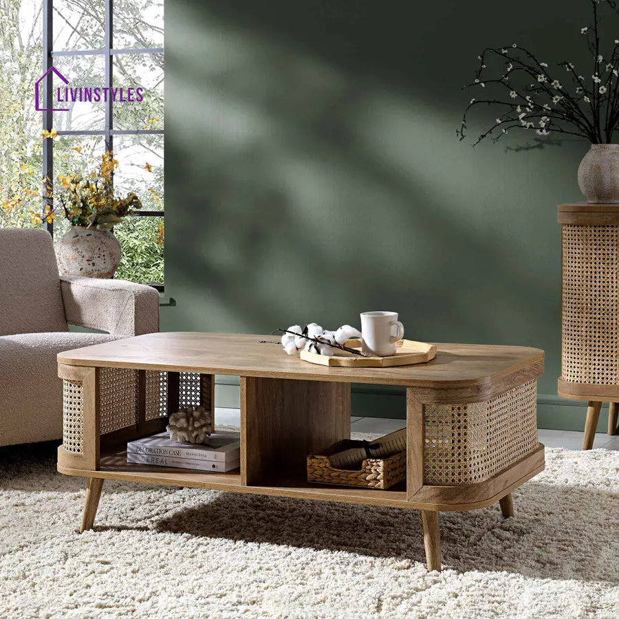 Izzy Curved Rattan Coffee Table Natural Coffee Table