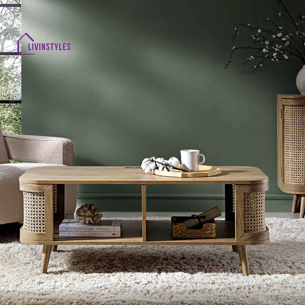 Izzy Curved Rattan Coffee Table Natural Coffee Table
