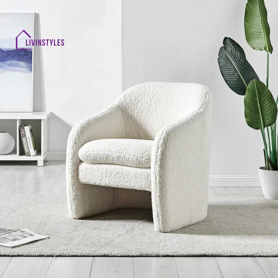 Ojal Solid Wood and Fabric Arm Chair | Living Room Chair | Lounge Chair