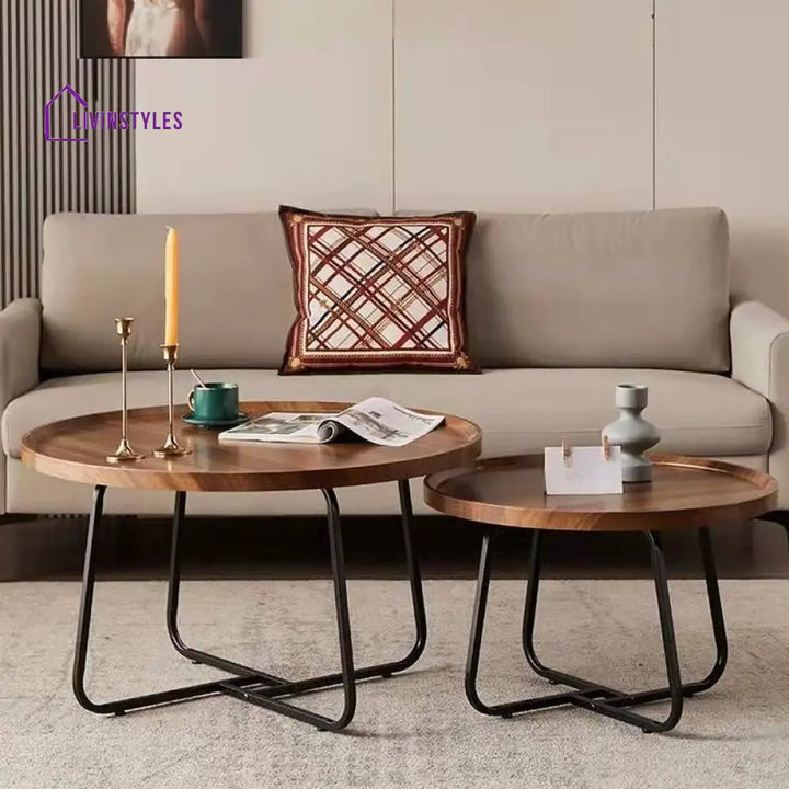 Ojal Solid Wood and Metal Frame Coffee Table for Living Room