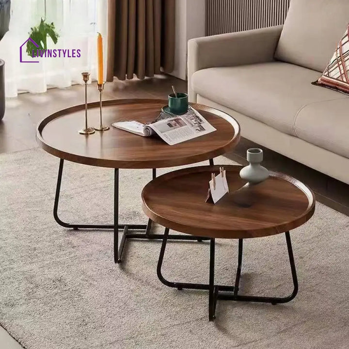 Ojal Solid Wood and Metal Frame Coffee Table for Living Room