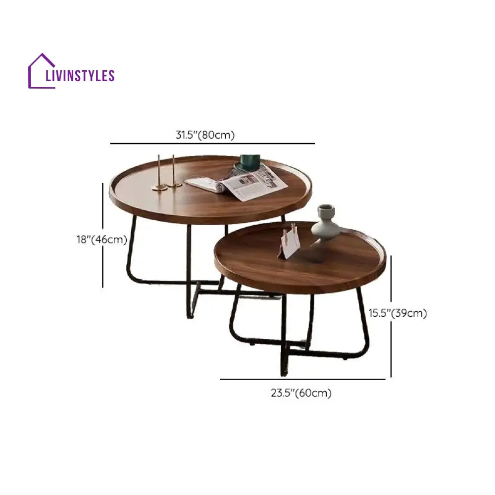 Ojal Solid Wood and Metal Frame Coffee Table for Living Room