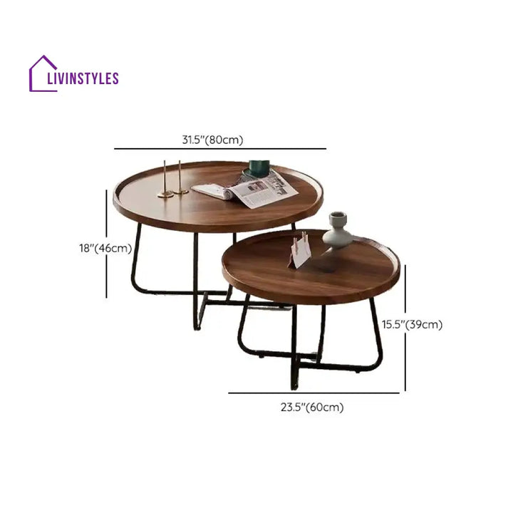 Ojal Solid Wood and Metal Frame Coffee Table for Living Room