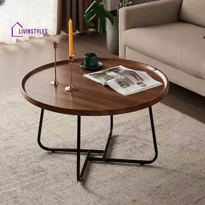 Ojal Solid Wood and Metal Frame Coffee Table for Living Room