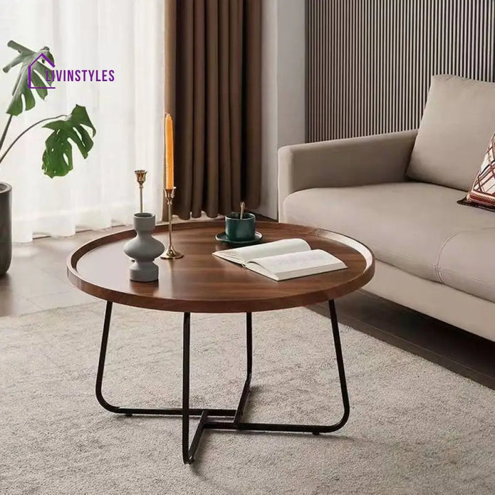 Ojal Solid Wood and Metal Frame Coffee Table for Living Room