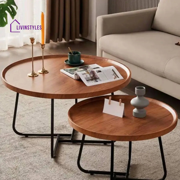 Ojal Solid Wood and Metal Frame Coffee Table for Living Room