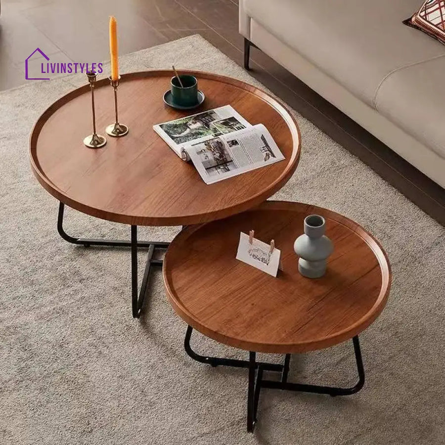 Ojal Solid Wood and Metal Frame Coffee Table for Living Room