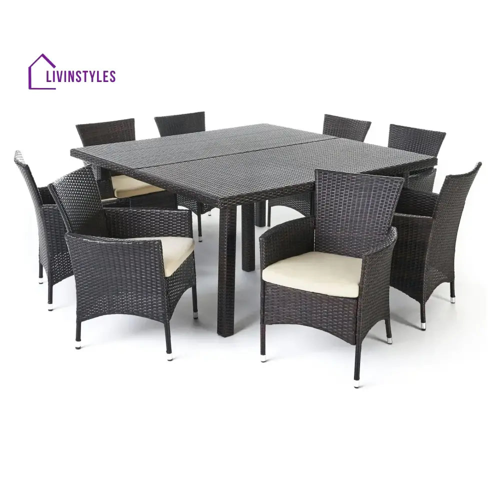 Ojasvi 9-Piece Outdoor Rattan Wicker Square Dining Set - Dining Set