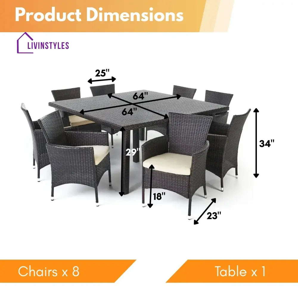 Ojasvi 9-Piece Outdoor Rattan Wicker Square Dining Set - Dining Set