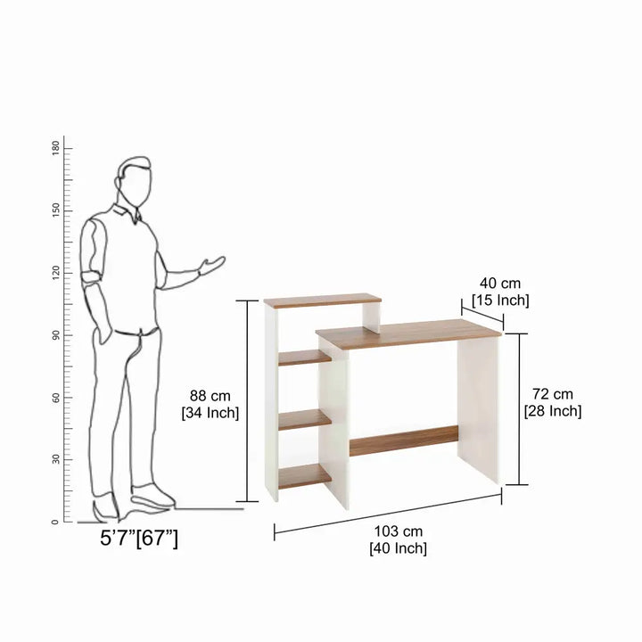 Ojasvi Engineered Wood Study Table with Storage – Exotic Teak & White Study Table Desk