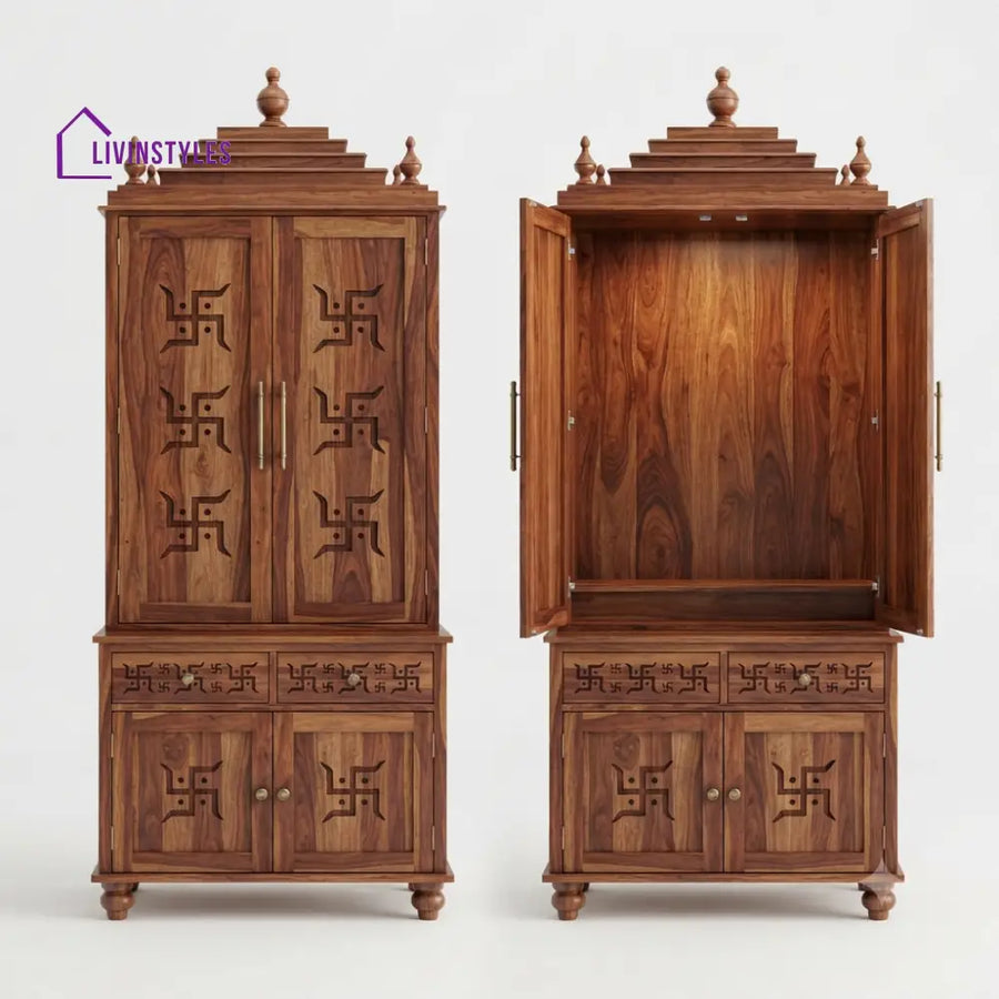Ojasvi Premium Solid Wood Home Temple | Pooja Mandir for Home