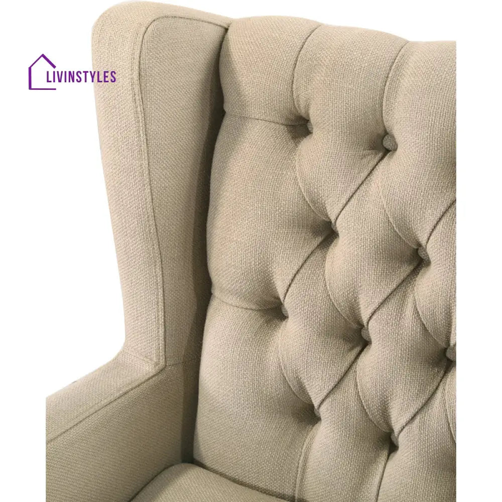 Ojasvi Solid Wood and Fabric Arm Chair | Living Room Chair | Lounge Chair