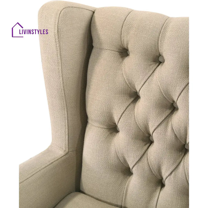 Ojasvi Solid Wood and Fabric Arm Chair | Living Room Chair | Lounge Chair