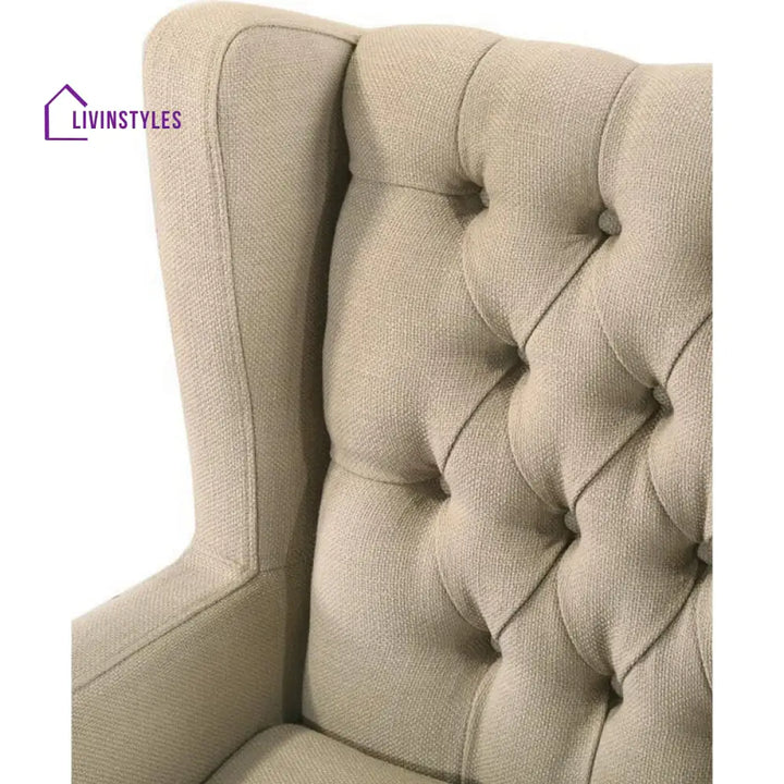 Ojasvi Solid Wood and Fabric Arm Chair | Living Room Chair | Lounge Chair