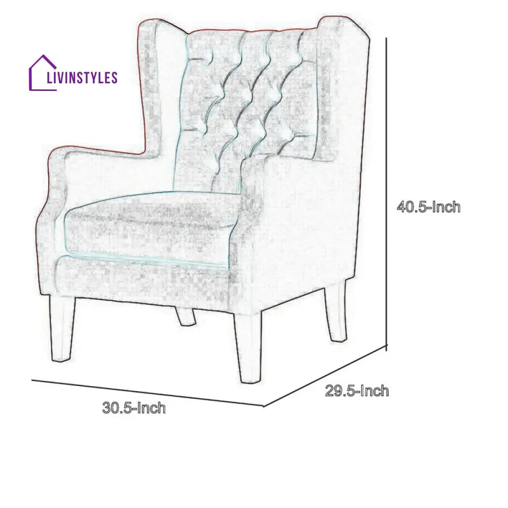 Ojasvi Solid Wood and Fabric Arm Chair | Living Room Chair | Lounge Chair