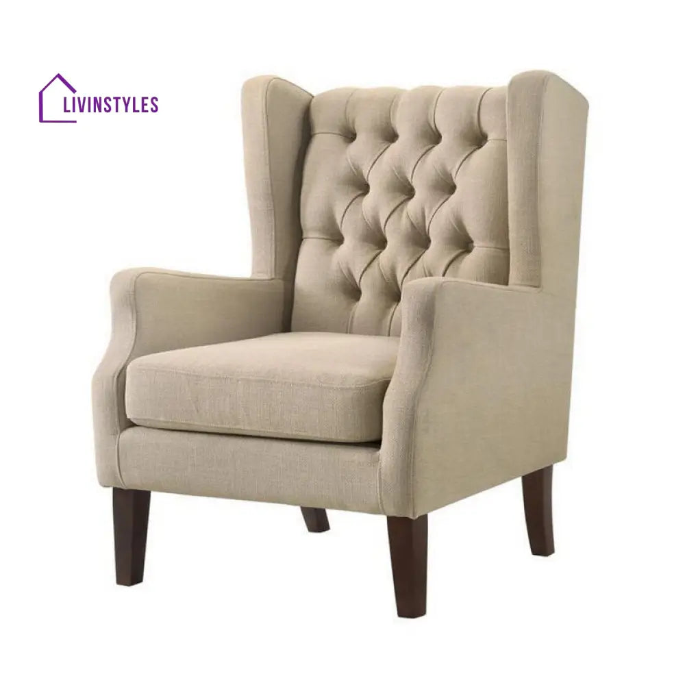 Ojasvi Solid Wood and Fabric Arm Chair | Living Room Chair | Lounge Chair
