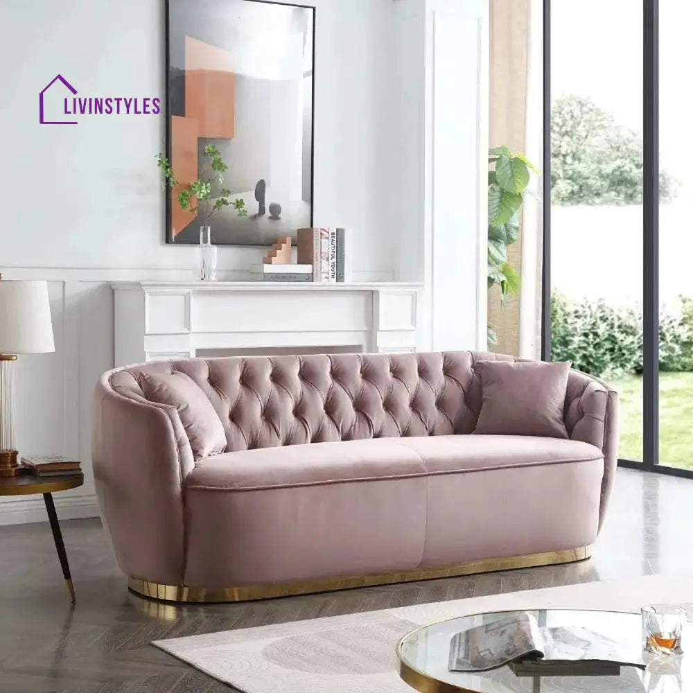 Oksana 3 Seater Sofa in Light pink colour