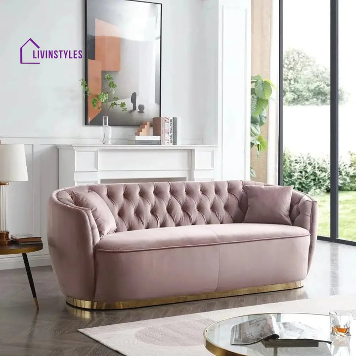 Oksana 3 Seater Sofa in Light pink colour