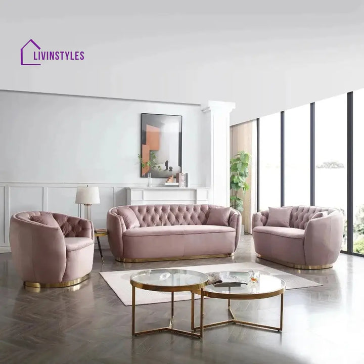 Oksana 3 Seater Sofa in Light pink colour